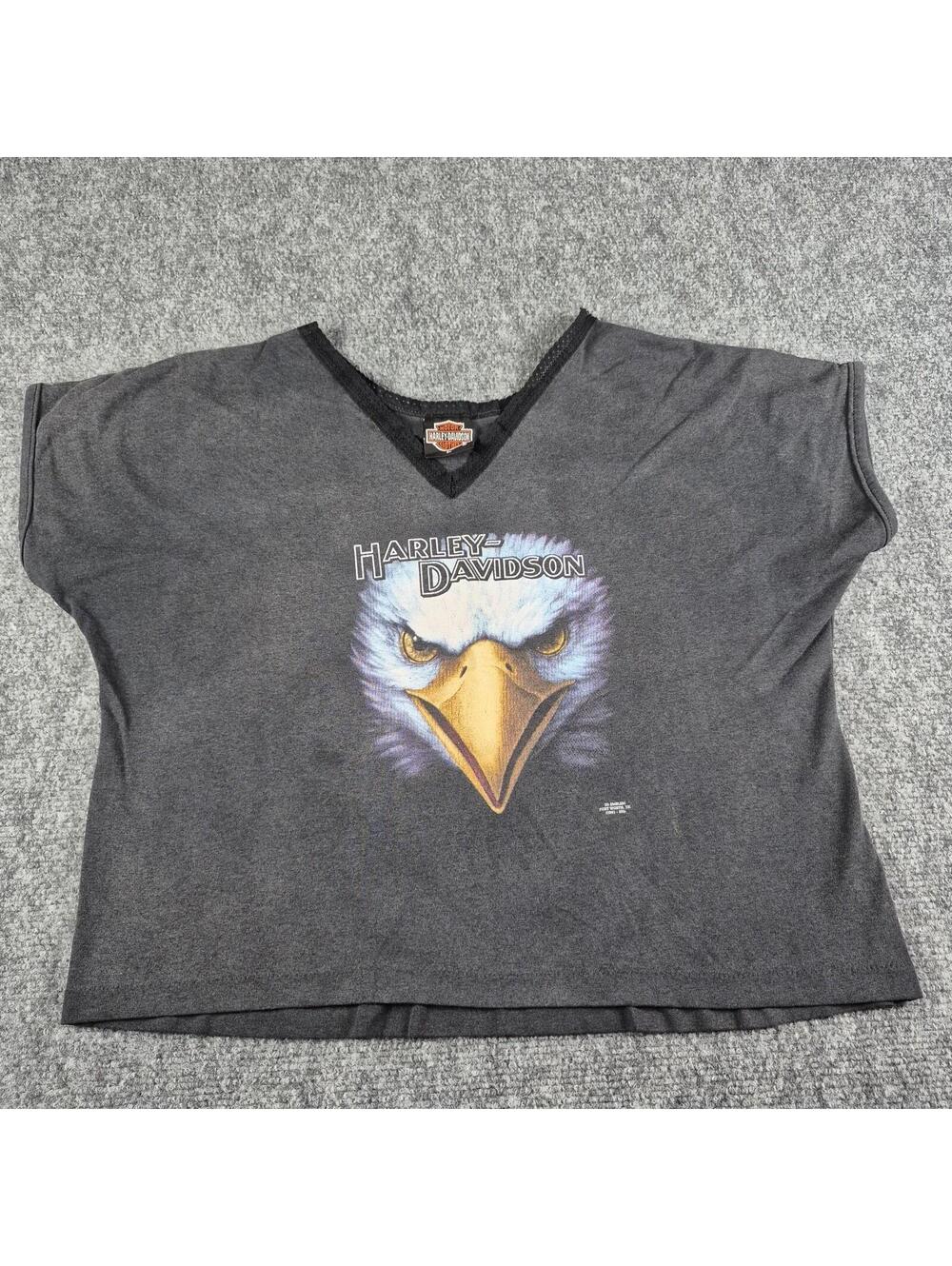 Vintage Harley Davidson Shirt Women Large Black 90s Girl Woman America Eagle USA